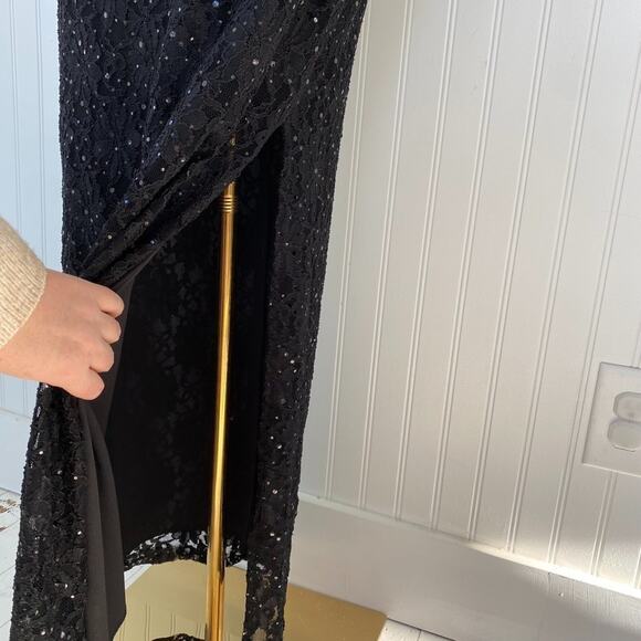 Vintage Womens Whimsigoth Lace Maxi Dress Size 5 Sequins Empire Waist 90s Glam - Picture 11 of 16